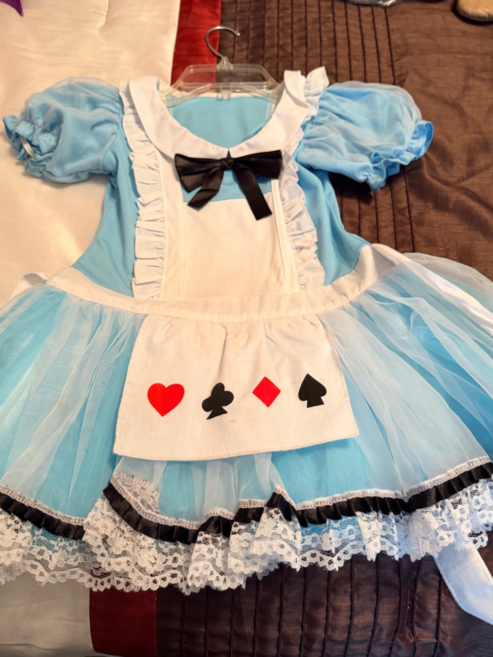 Alice in Wonderland Costume Dress Girls Blue White Apron Tutu Lace